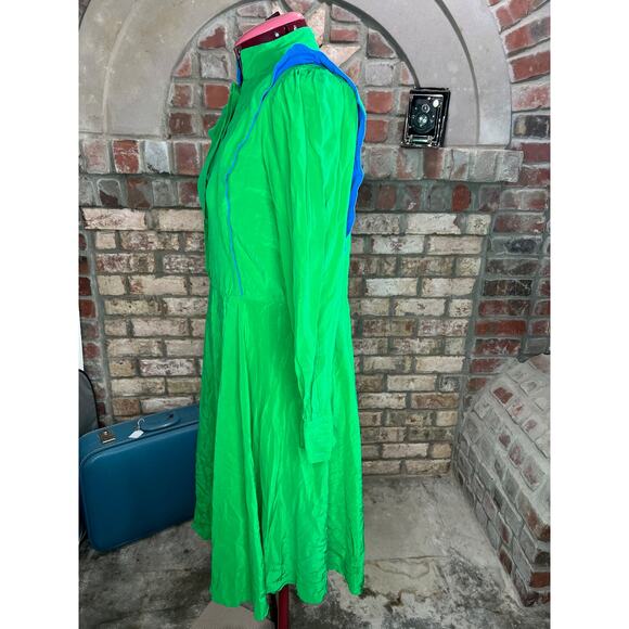 dress 100% silk green blue - Picture 6 of 12